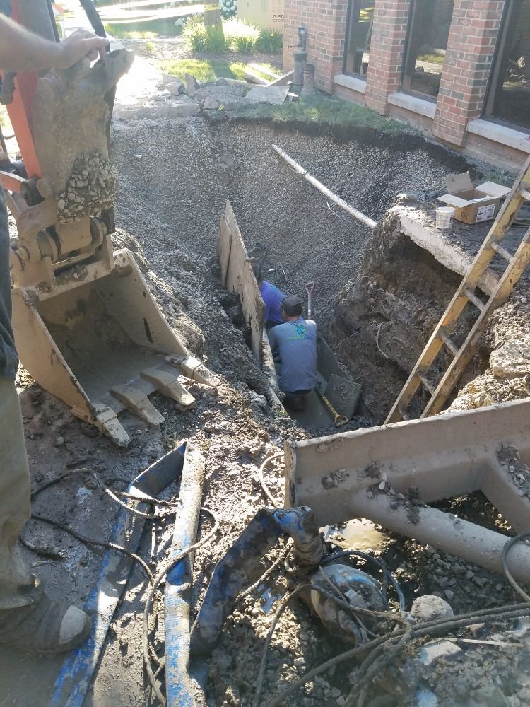 Digging up a sewer line