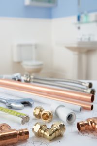 plumbers tools in bathroom