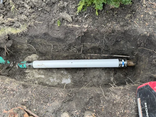 New sewer pipe section installed during spot repair